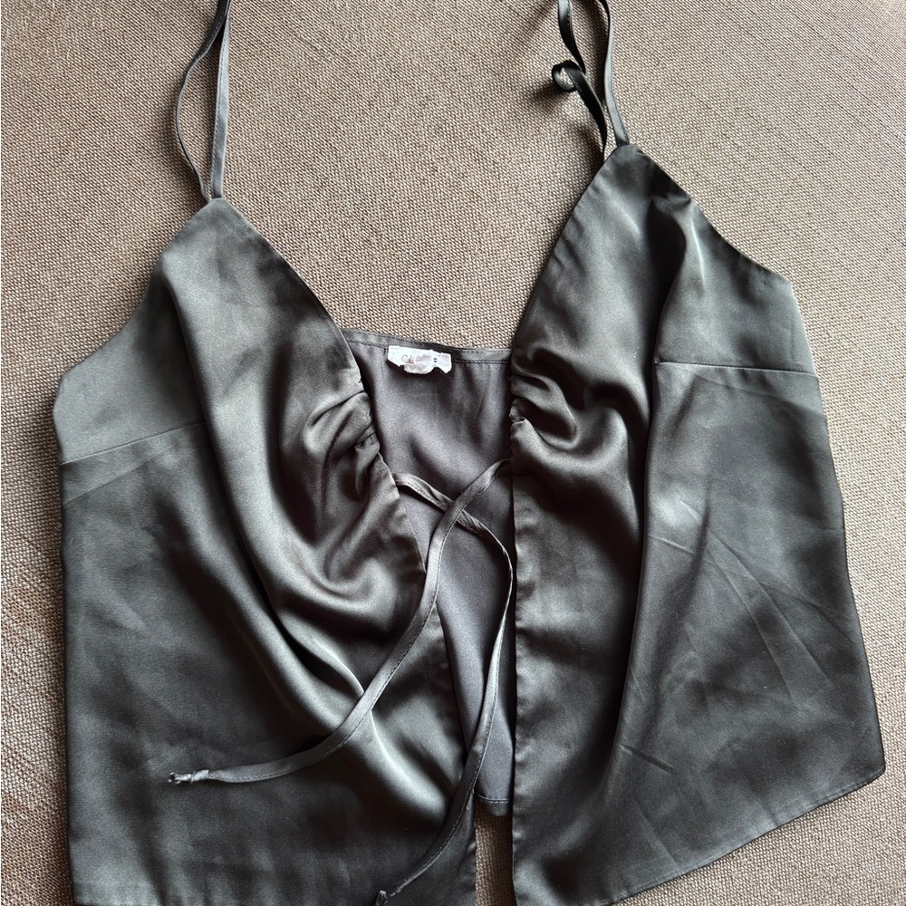 Garage tie front satin cami